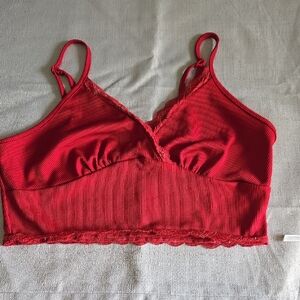 Red Lace Trim Bralette